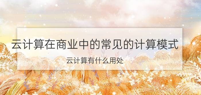 云计算在商业中的常见的计算模式 云计算有什么用处？